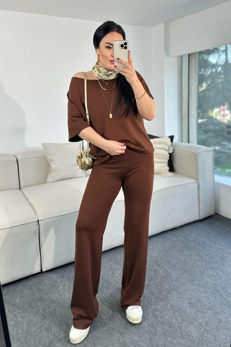 Marka Muadil Modal Kumaş Takım Acı Kahve