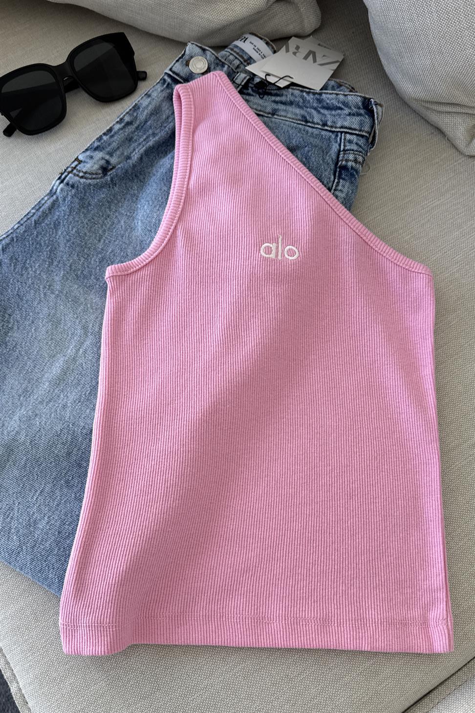 Marka Muadil Tek Omuz Tasarım Bluz Pembe