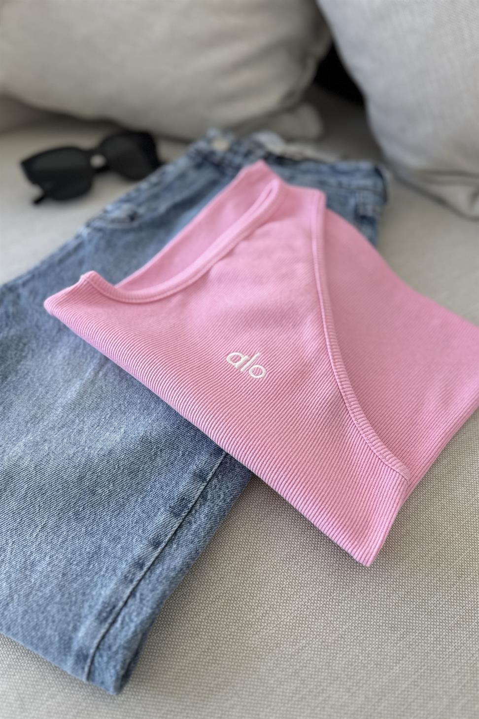 Marka Muadil Tek Omuz Tasarım Bluz Pembe
