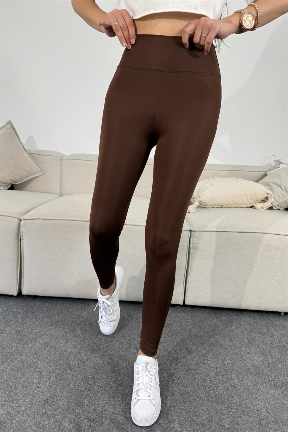 Marka Muadil Ultra Yüksek Bel Tayt Acı Kahve