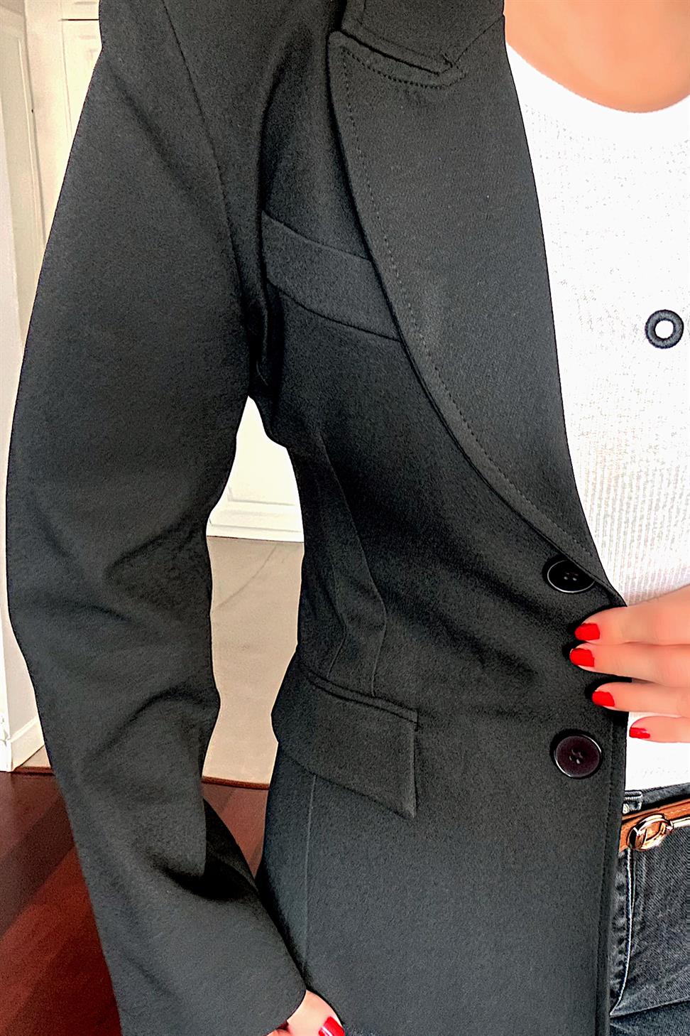 Marka Muadil Vatkalı Blazer Ceket Siyah