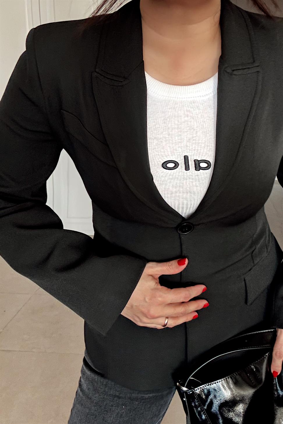 Marka Muadil Vatkalı Blazer Ceket Siyah