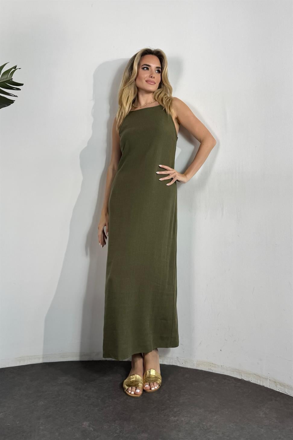 Massi Marka Model İp Askılı Elbise Haki