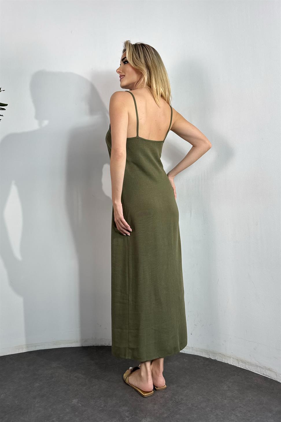 Massi Marka Model İp Askılı Elbise Haki