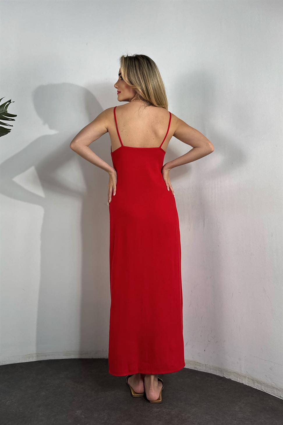 Massi Marka Model İp Askılı Elbise Kırmızı