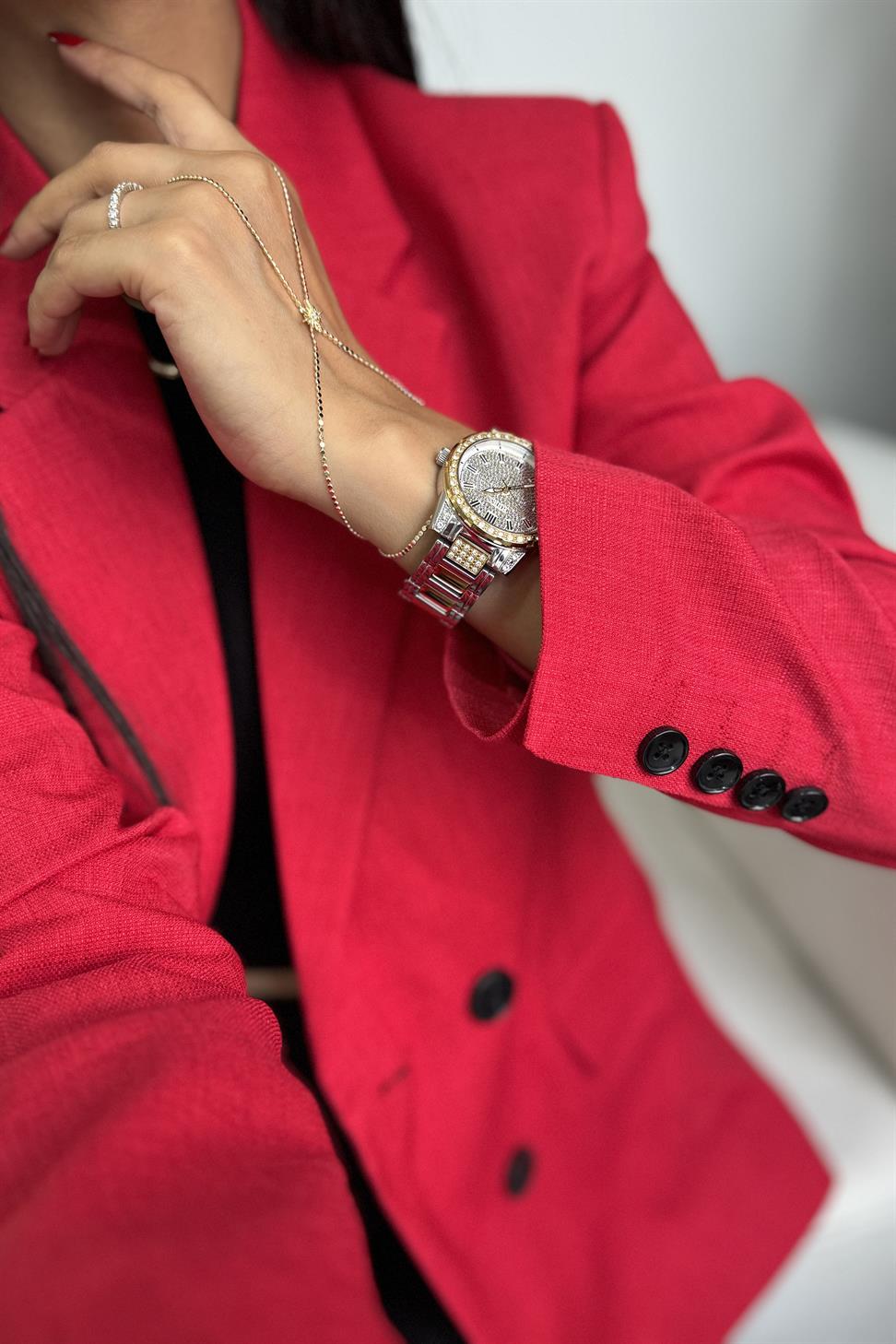 Massi Model Kuşak Bağlamalı Blazer Ceket Kırmızı