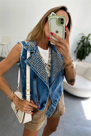 Mavi Biker Silver Zımba Detaylı Tasarım Froda Jean Yelek
