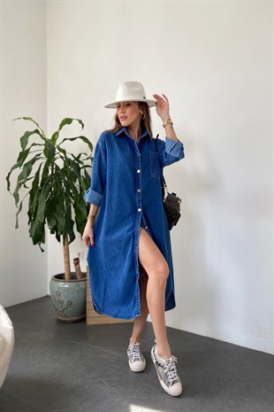 Mavi Tek Cep Tasarım Versay Denim Tasarım Elbise