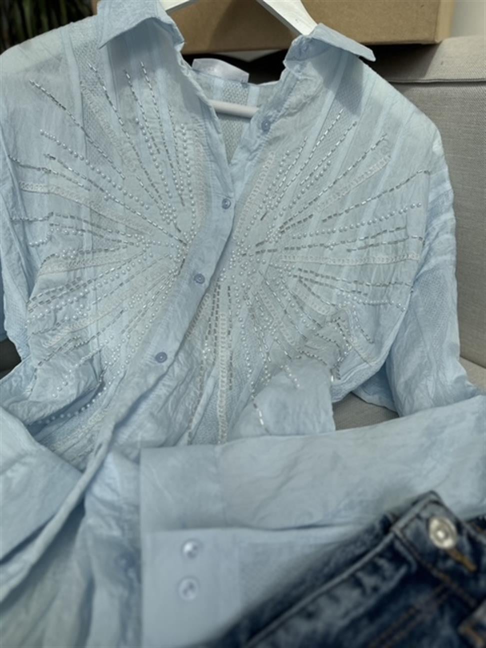 MaviBoncuk İşleme Çesil Gömlek