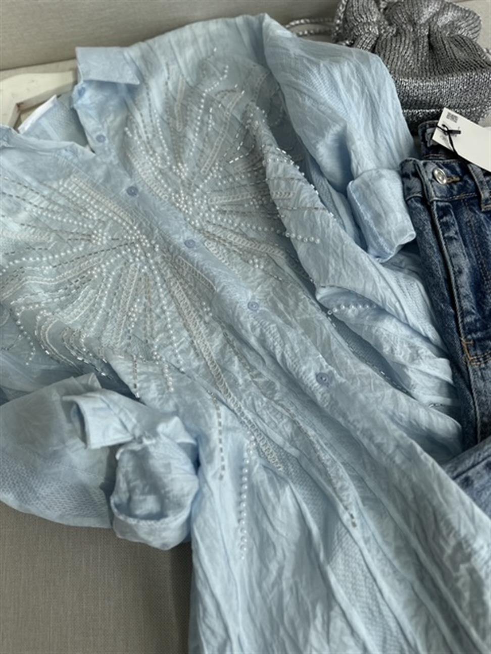 MaviBoncuk İşleme Çesil Gömlek