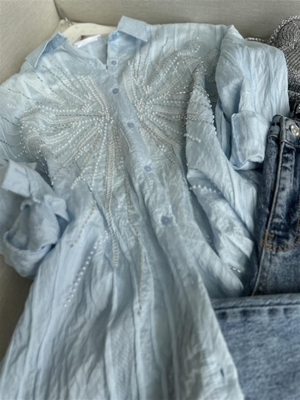 MaviBoncuk İşleme Çesil Gömlek