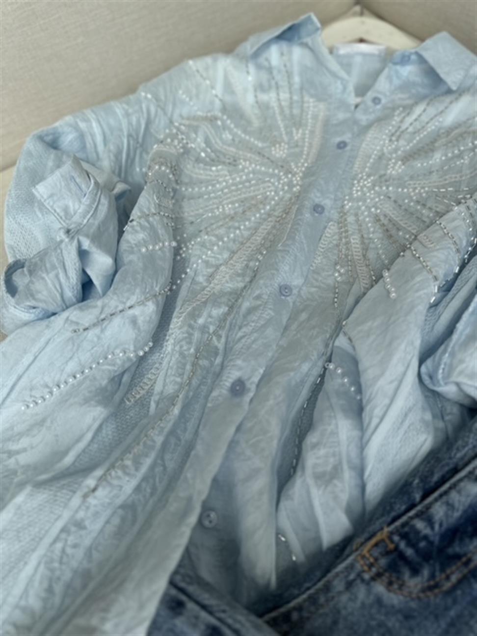 MaviBoncuk İşleme Çesil Gömlek