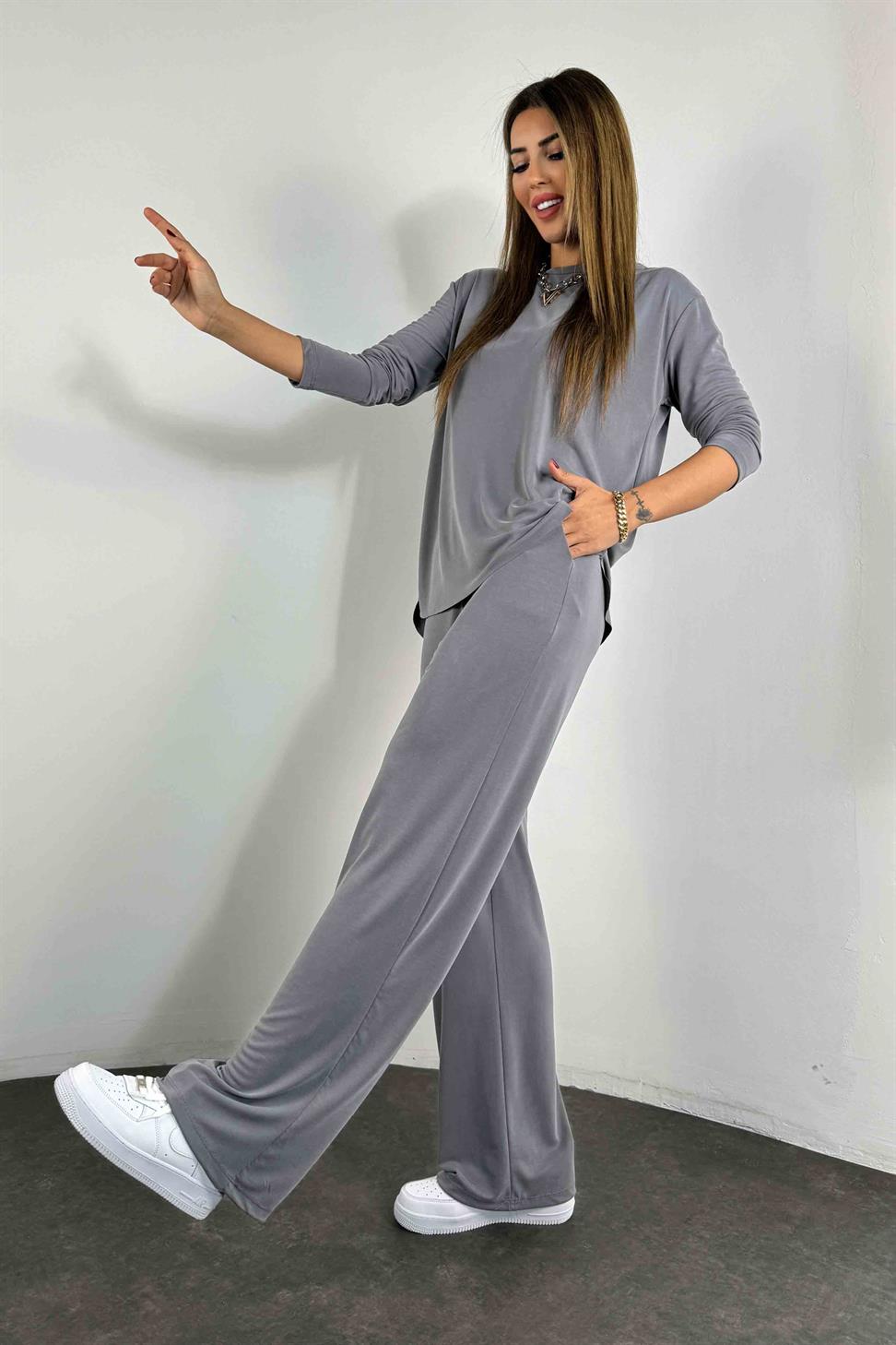 Modal Kumaş İkili Kadın Takım Gri