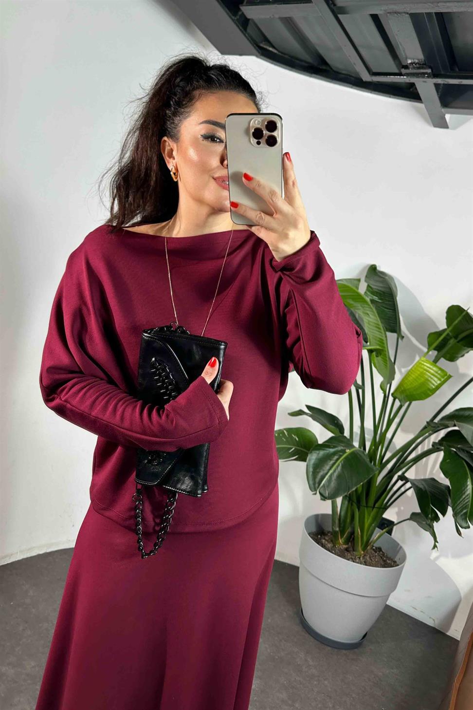 Modal Kumaş İkili Takım Bordo