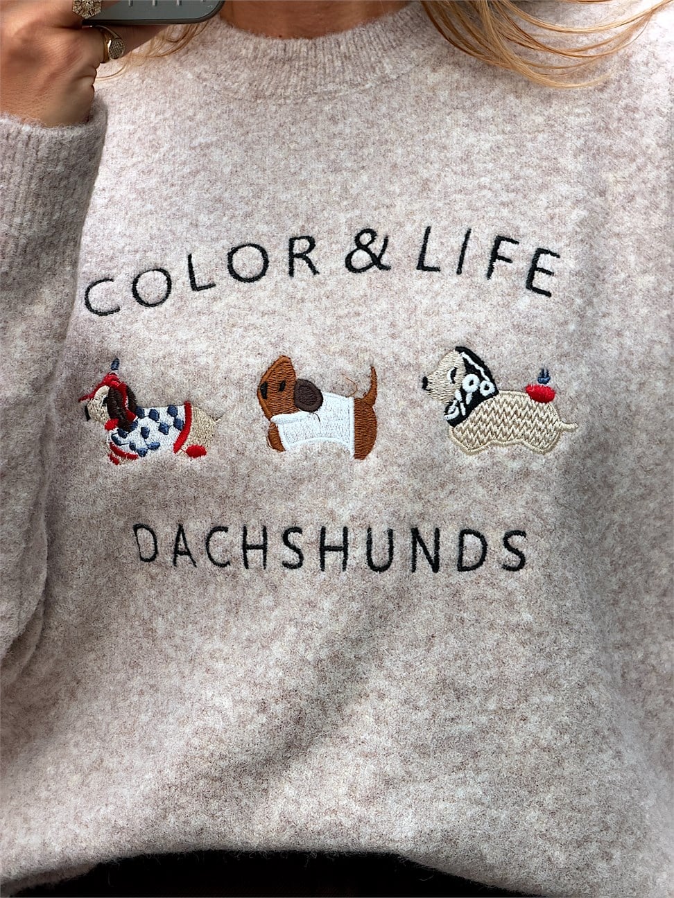 Nakış İşleme Figürlü Colours Life Yumoş Triko Vizon