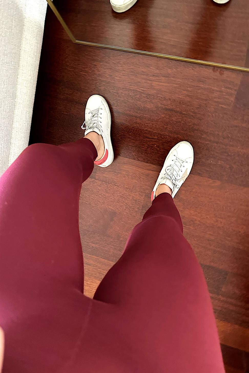 Naturel Modal Kumaş Esnek Yüksek Bel Tayt Bordo