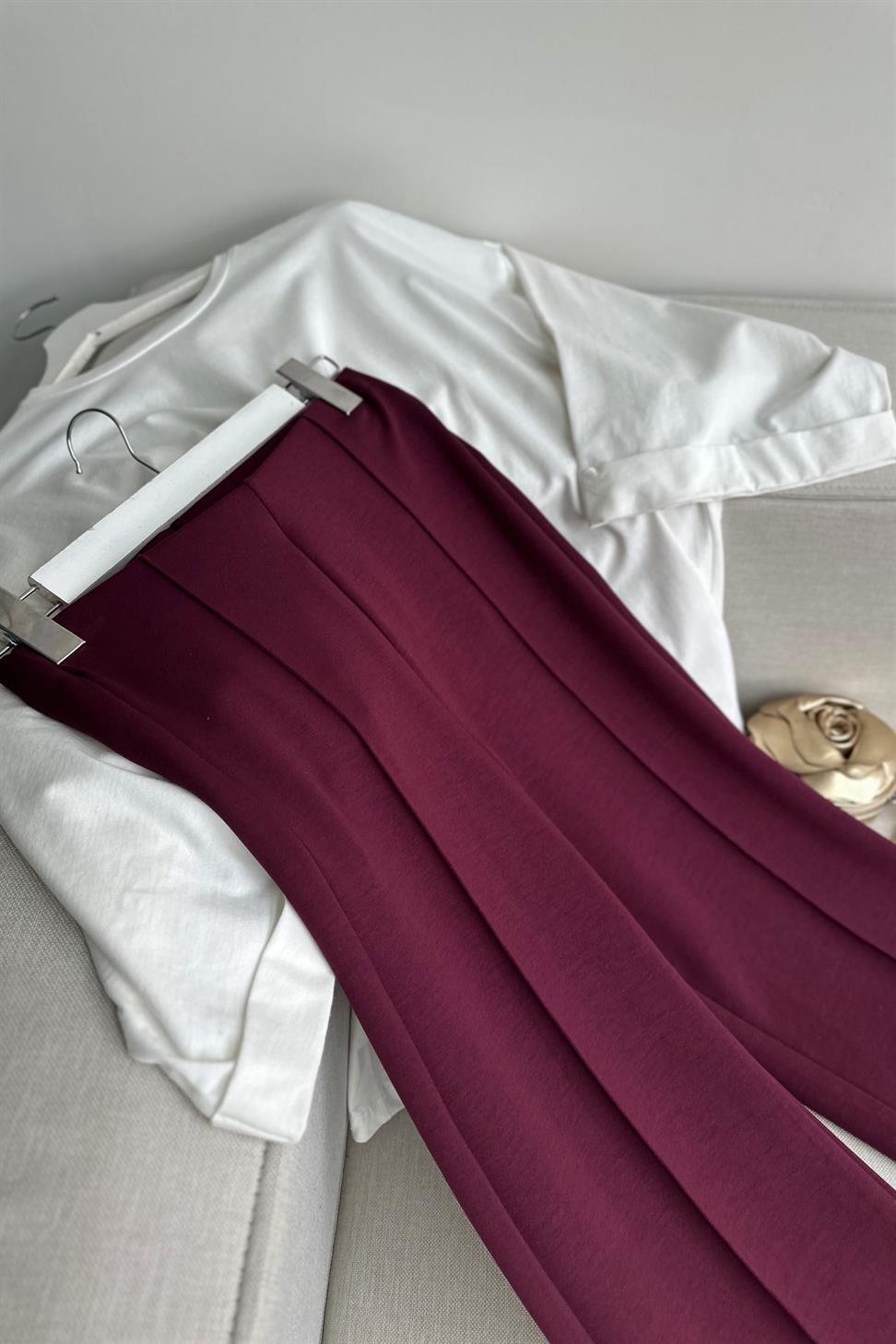 Nova Basic Palazzo Pantolon Bordo
