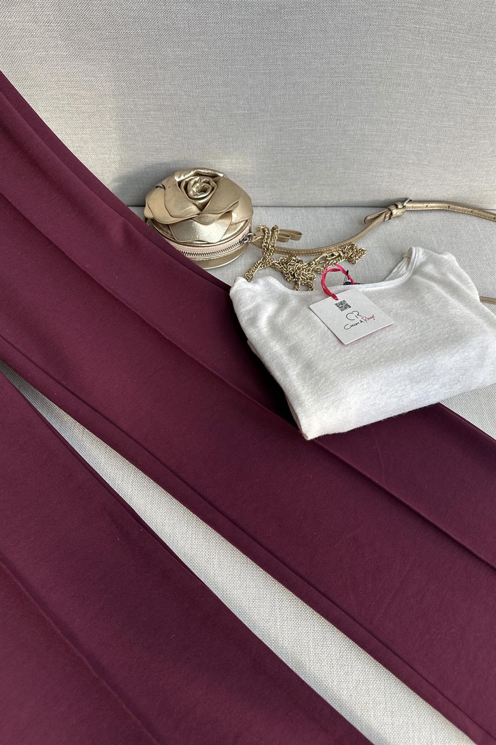 Nova Basic Palazzo Pantolon Bordo