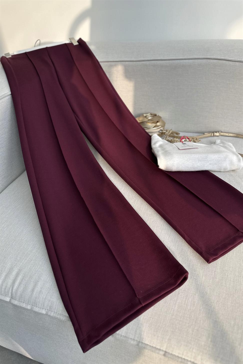Nova Basic Palazzo Pantolon Bordo