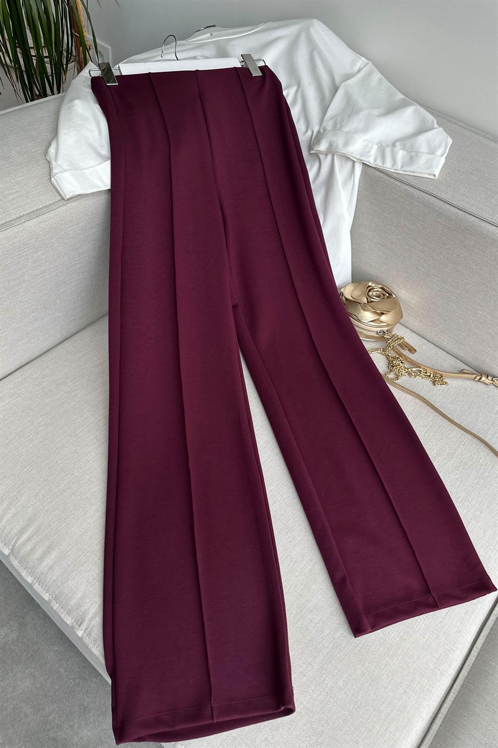 Nova Basic Palazzo Pantolon Bordo