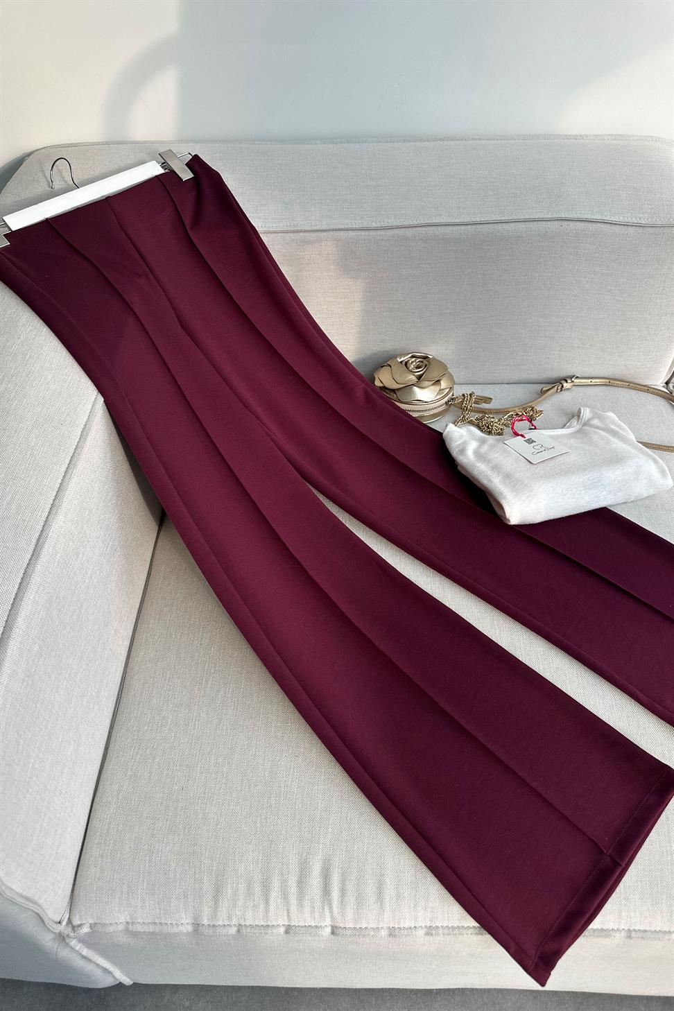 Nova Basic Palazzo Pantolon Bordo
