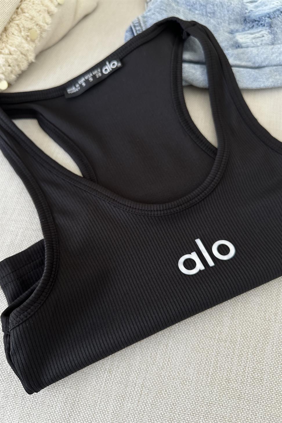 Orjinal Marka Halter Yaka Crop Bluz Siyah
