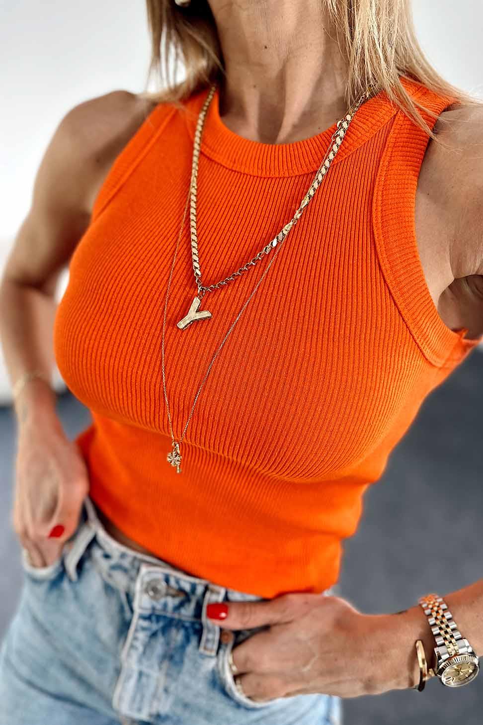 Orjinal Marka Halter Yaka Fitilli Atlet Turuncu