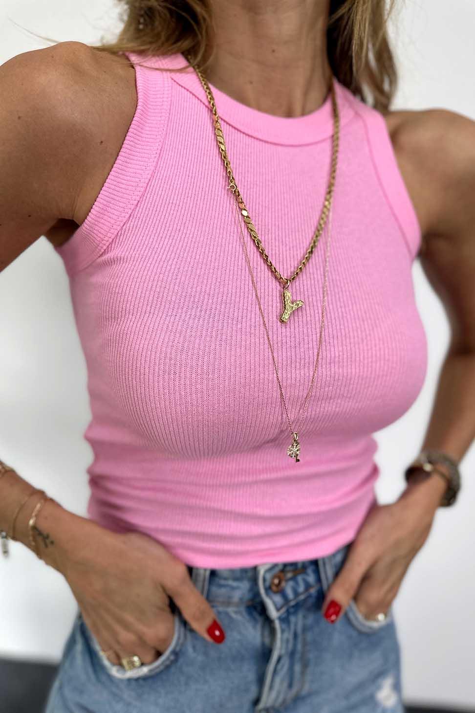 Orjinal Marka Halter Yaka Fitilli Atlet Pembe