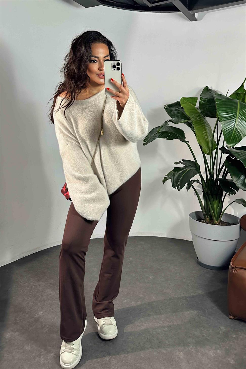 Orjinal Marka İspanyol Paça Tayt Acı Kahve