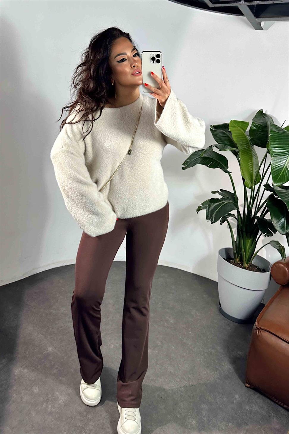 Orjinal Marka İspanyol Paça Tayt Acı Kahve