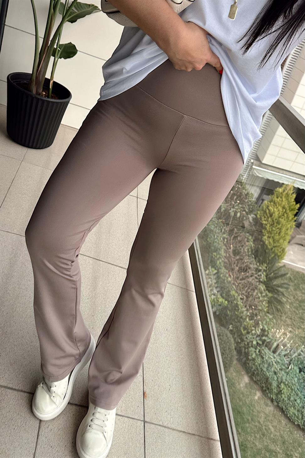 Orjinal Marka İspanyol Paça Tayt Vizon