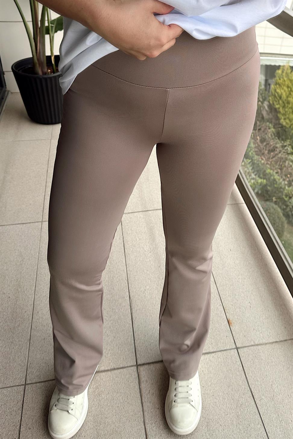 Orjinal Marka İspanyol Paça Tayt Vizon