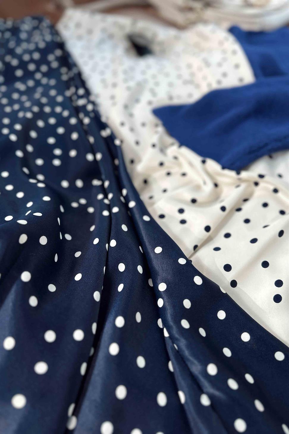 Orjinal Marka Puantiyeli Saten Etek Lacivert