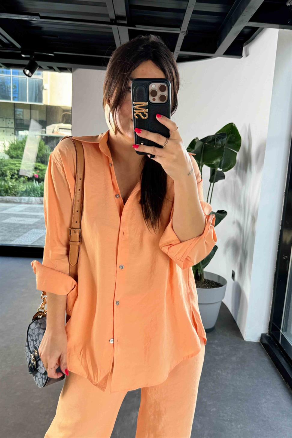 Orjinal Marka Tensel Kumaş İkili Takım Turuncu