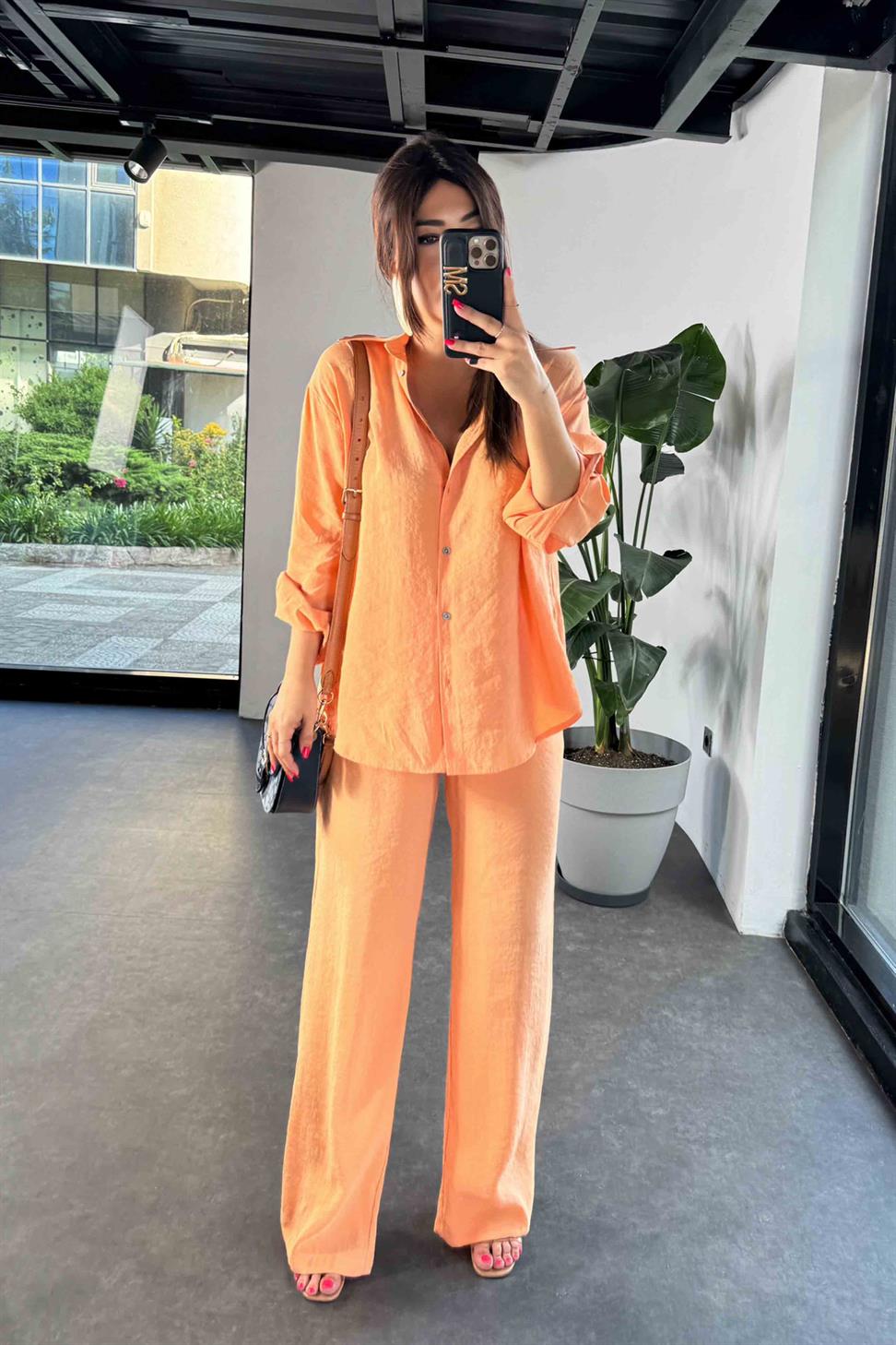 Orjinal Marka Tensel Kumaş İkili Takım Turuncu