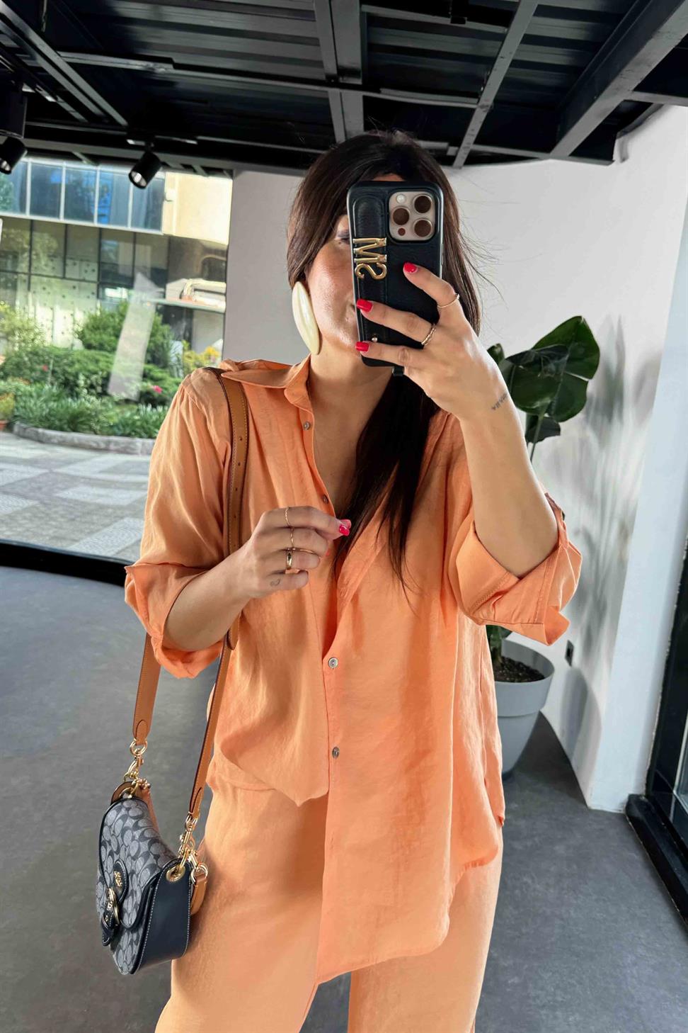 Orjinal Marka Tensel Kumaş İkili Takım Turuncu