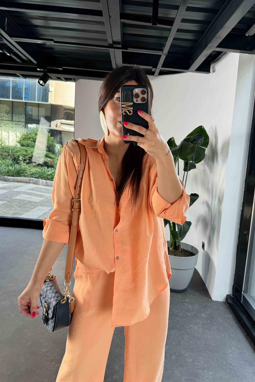 Orjinal Marka Tensel Kumaş İkili Takım Turuncu