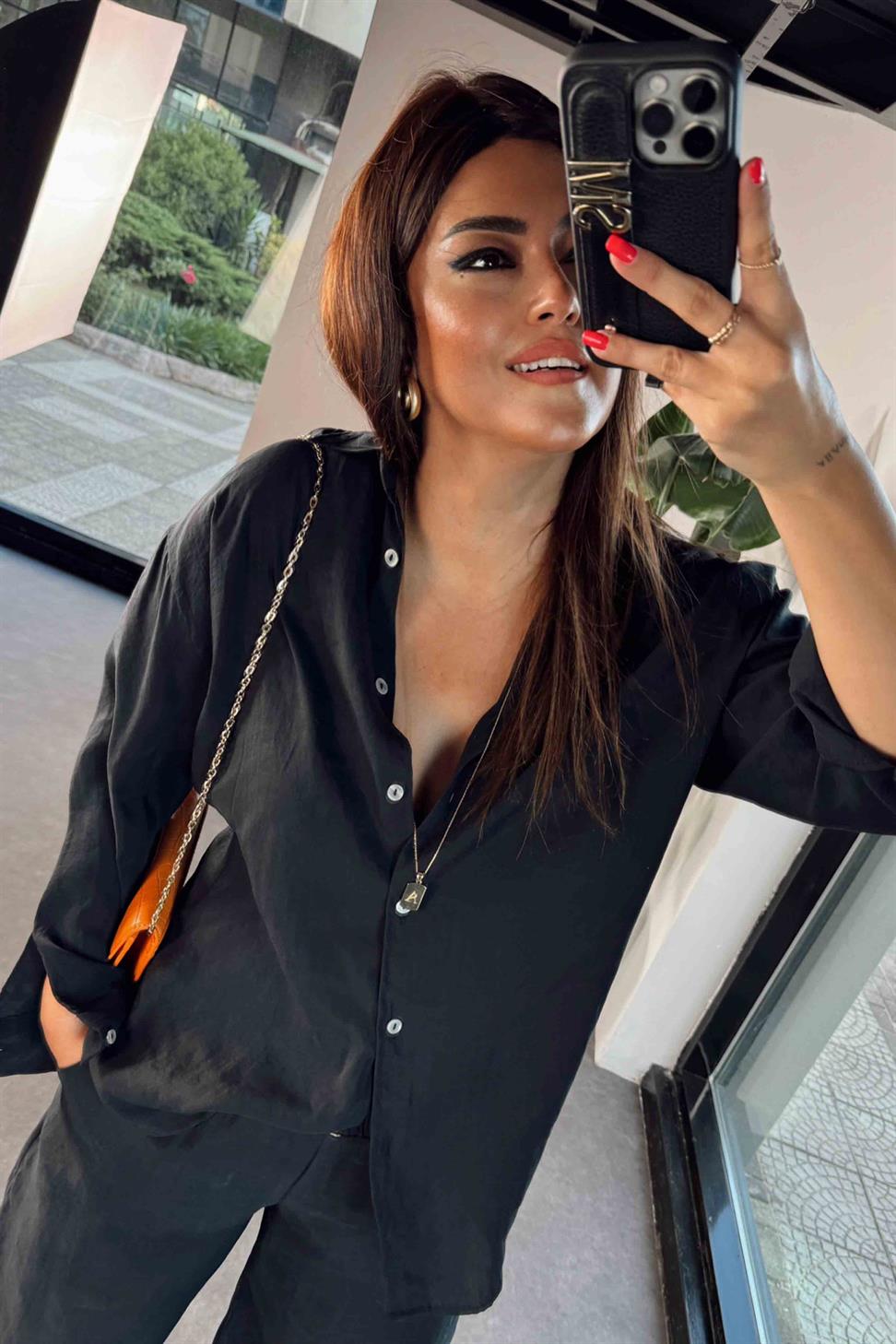 Orjinal Marka Tensel Kumaş İkili Takım Siyah