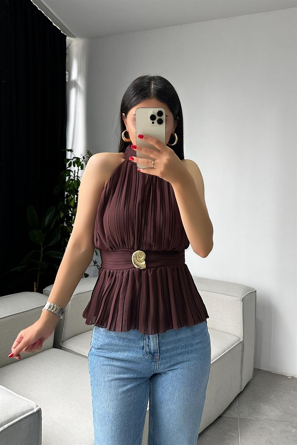 Orjinal Marka Yüksek Bel Boyfriend Jean Pantolon Mavi