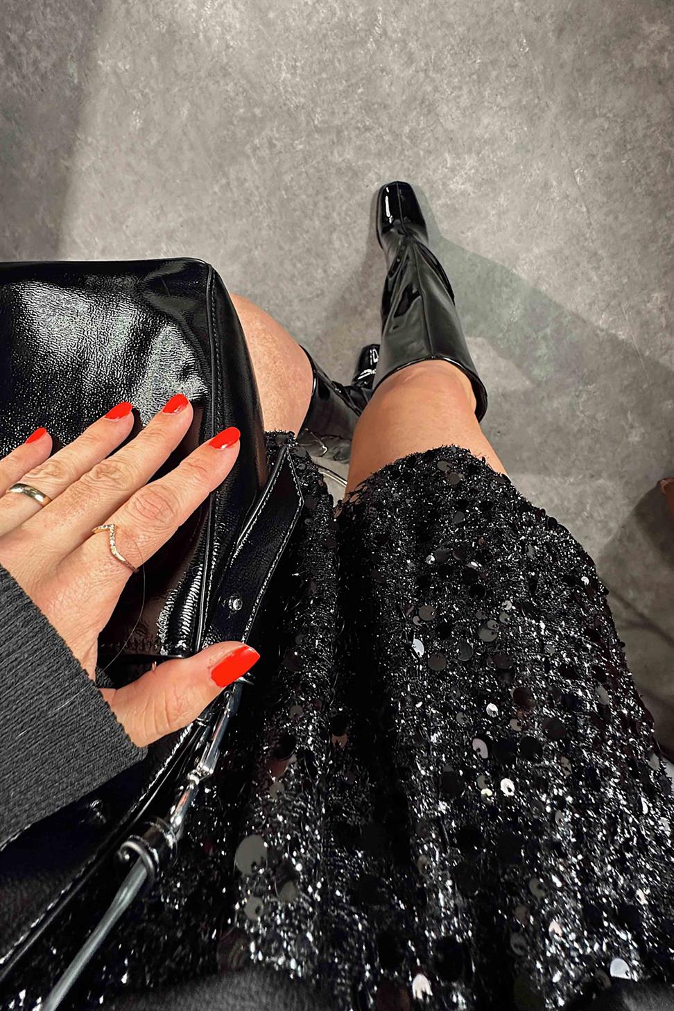 Orjinal Model Pulpayet Astarlı Mini Balon Etek Siyah