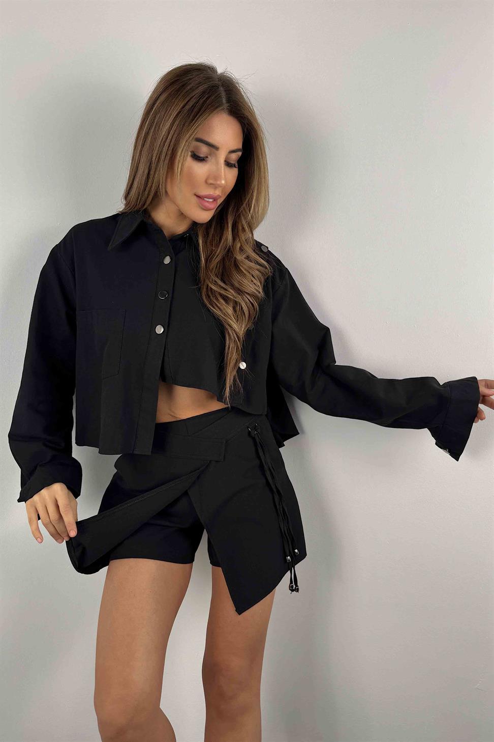 Orjinal Model Silver Düğme Detaylı Takım Siyah