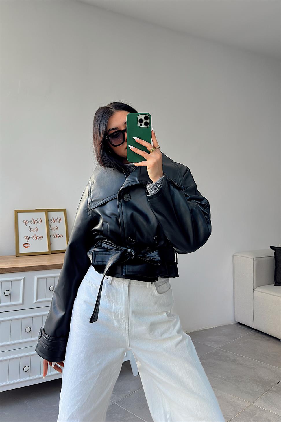 Orjinal Model Vegan Deri Biker Ceket Siyah