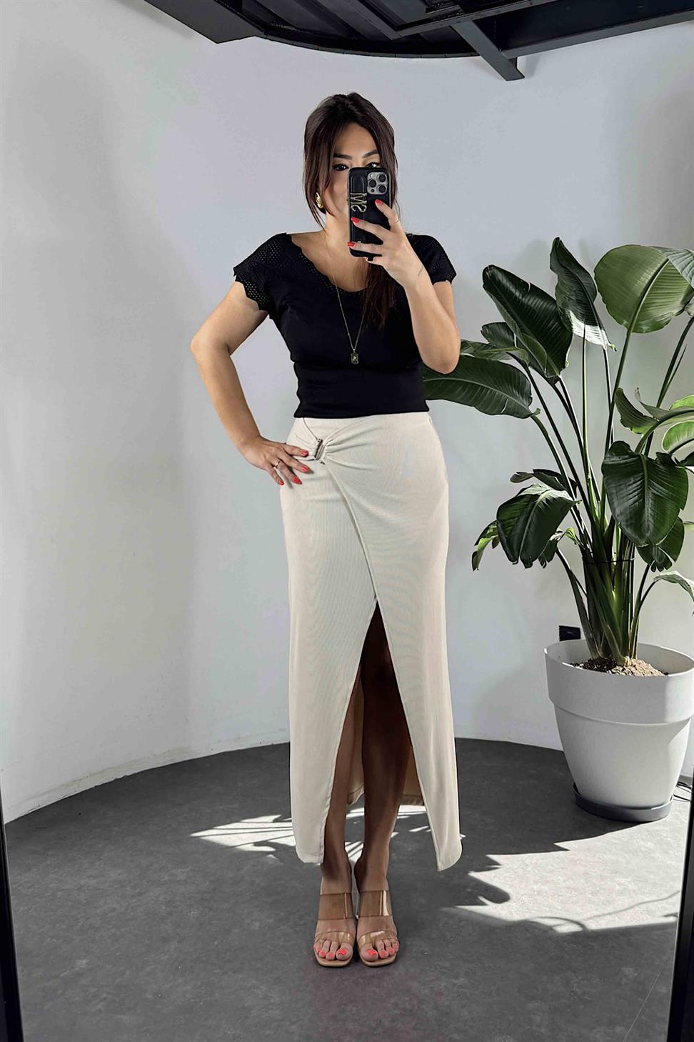 Ottoman Kumaş Önü Tokalı Etek Taş