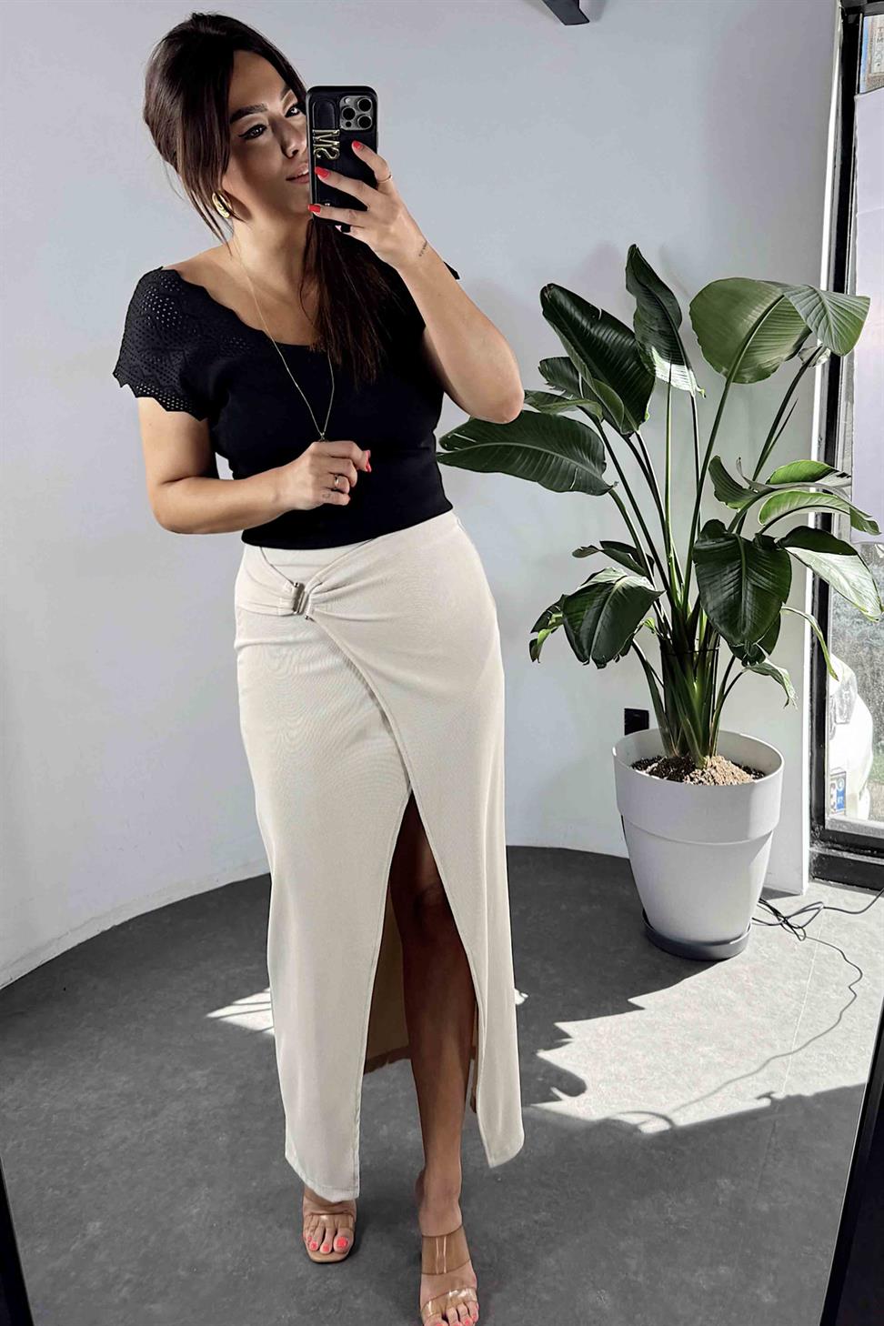 Ottoman Kumaş Önü Tokalı Etek Taş