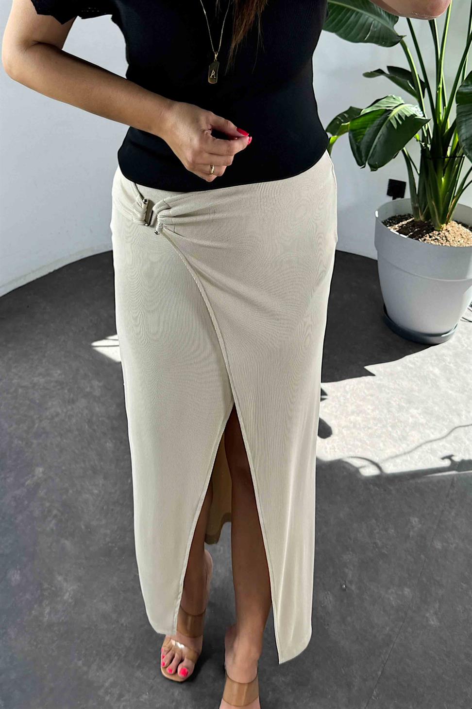 Ottoman Kumaş Önü Tokalı Etek Taş