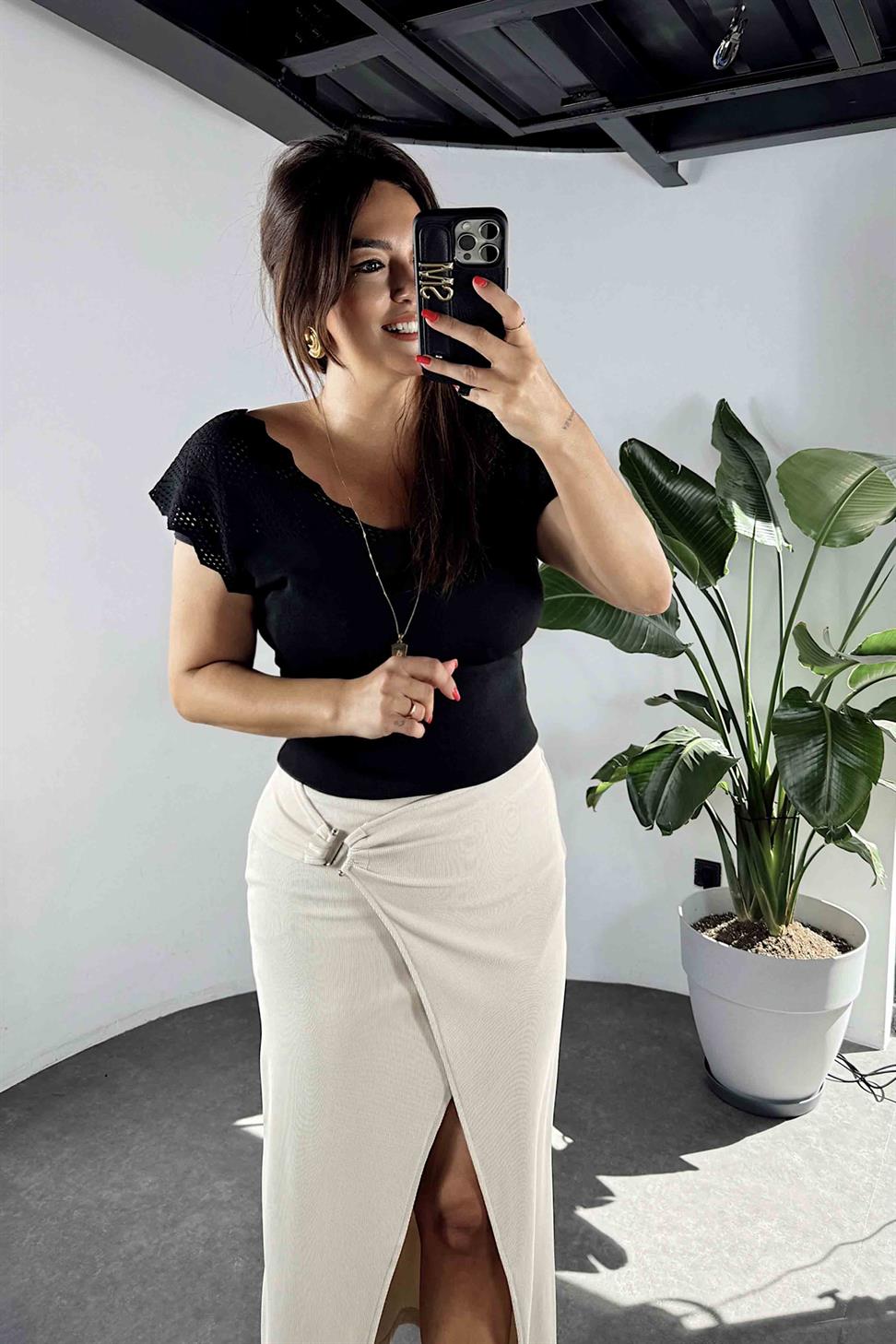 Ottoman Kumaş Önü Tokalı Etek Taş