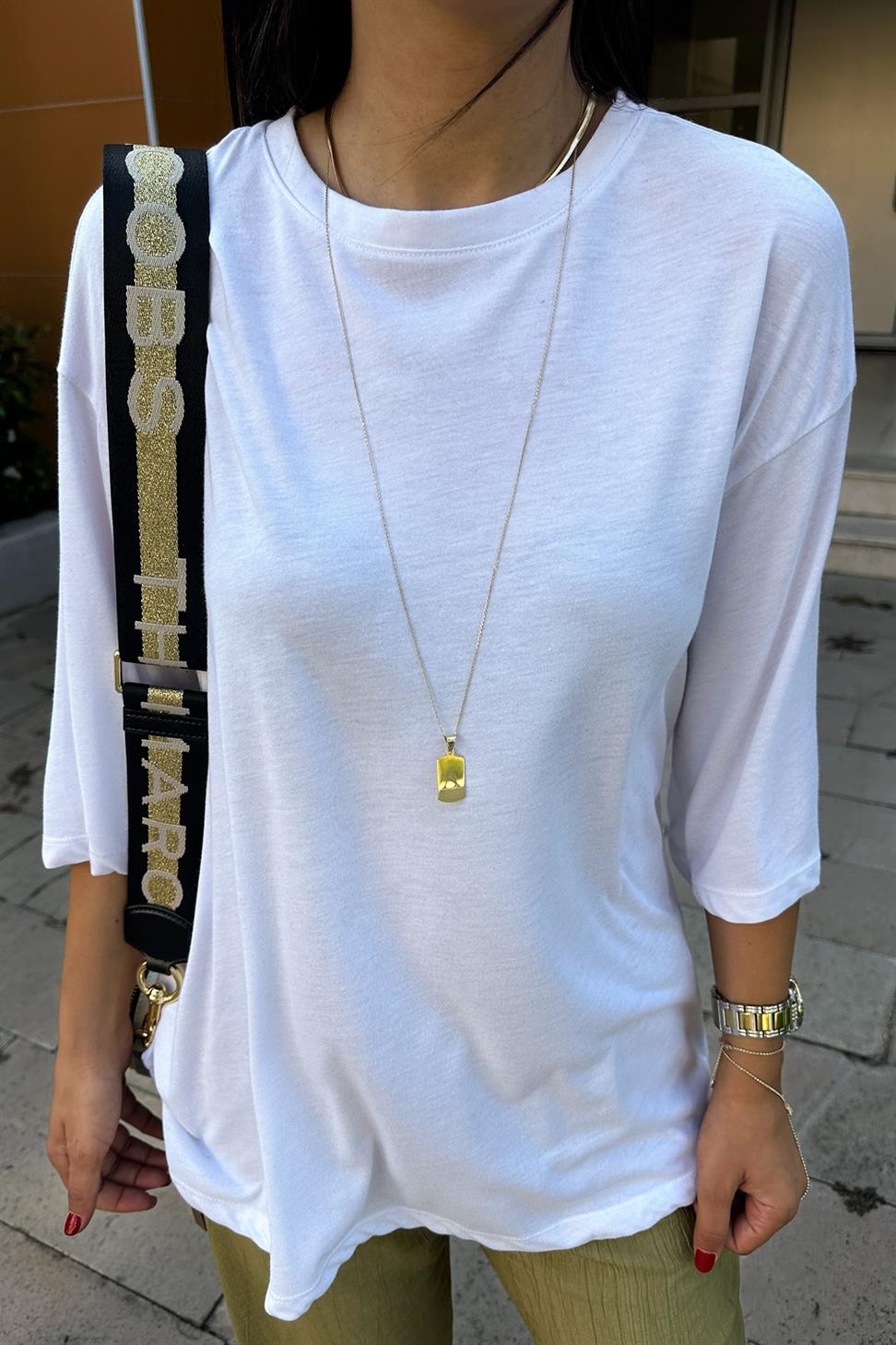 Oversize Basic Tişört Beyaz