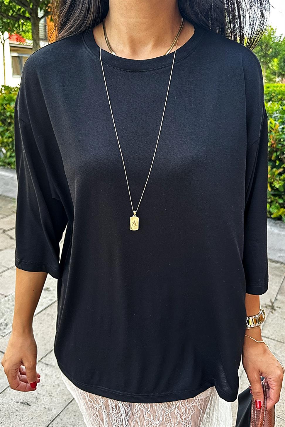 Oversize Basic Tişört Siyah