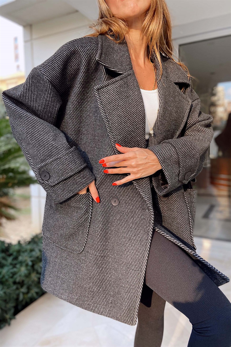 Oversize Kadın Kaban Siyah