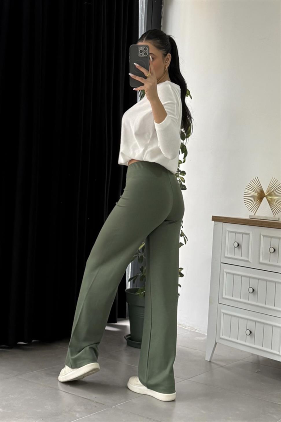 Oys Modal Kumaş Palazzo Pantolon Haki